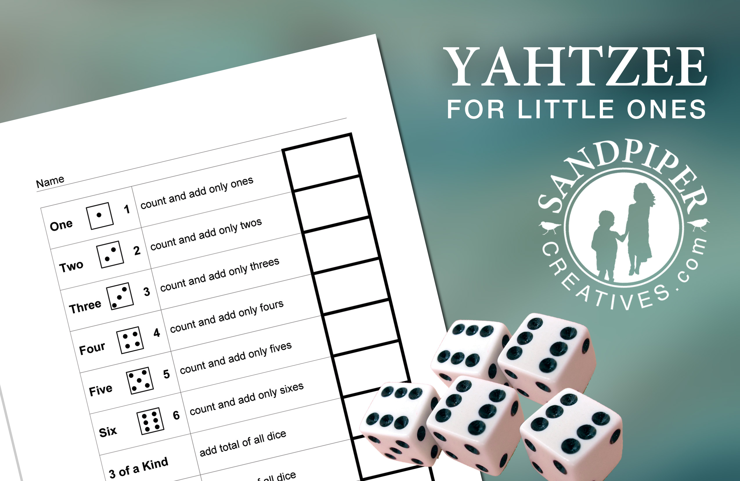 Yahtzee Score Card Kids - Sandpiper Creatives