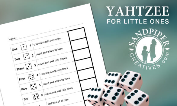 "Yahtzee" Score Card for Younger Children